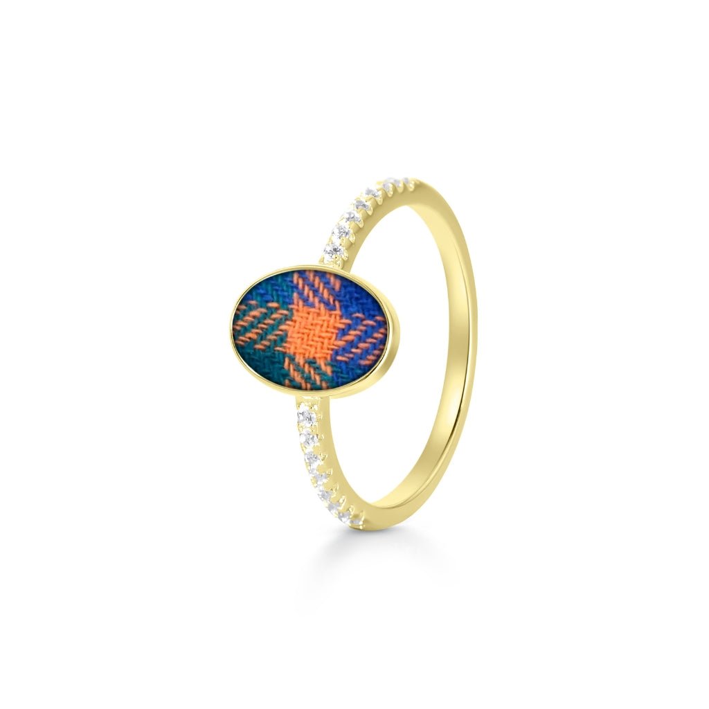 Crystal Set Fabric Keepsake Oval Ring - MemoriesMade