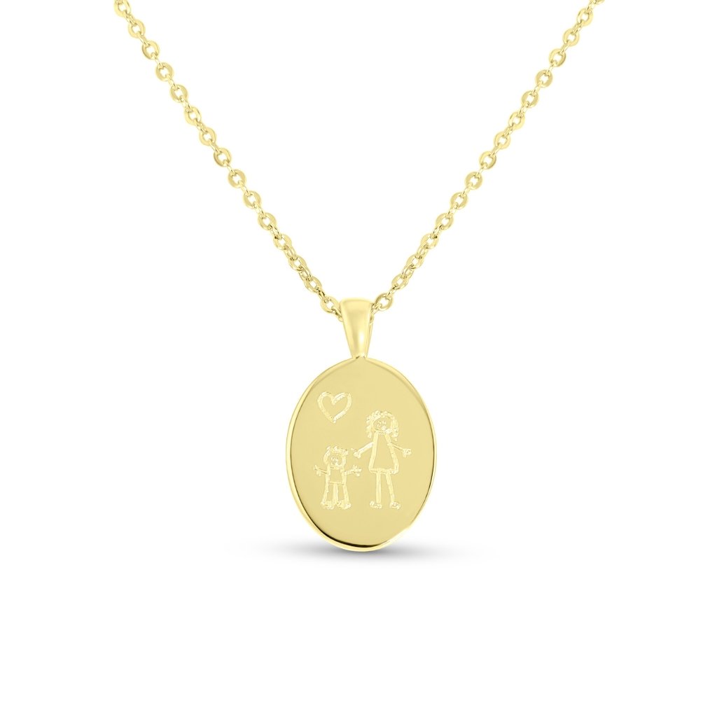 Drawing Oval Necklace - MemoriesMade
