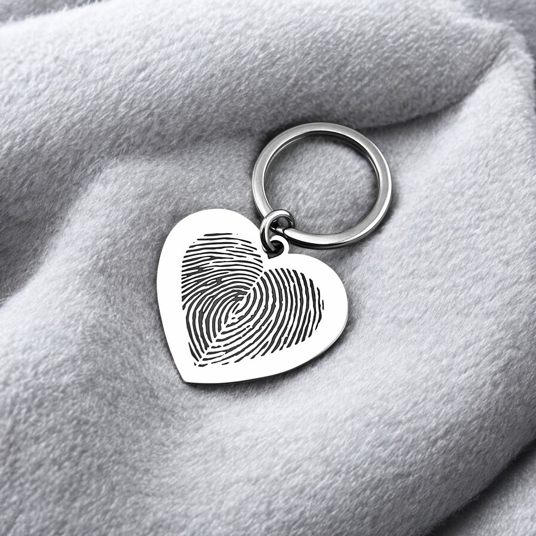 Duo Fingerprint Heart Keychain - MemoriesMade