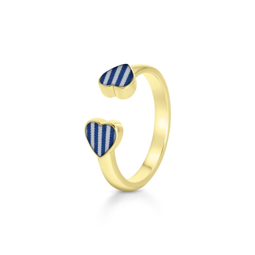 Fabric Dual Heart Adjustable Ring - MemoriesMade