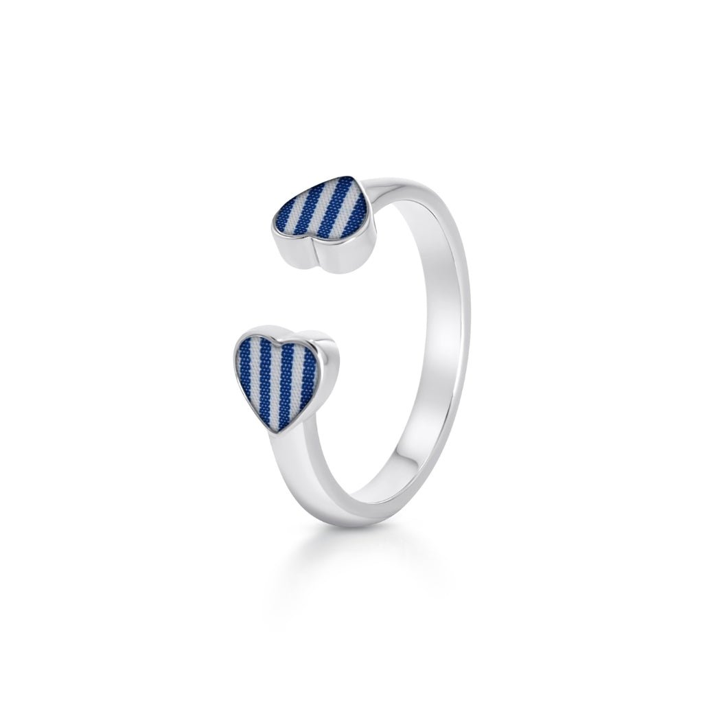 Fabric Dual Heart Adjustable Ring - MemoriesMade