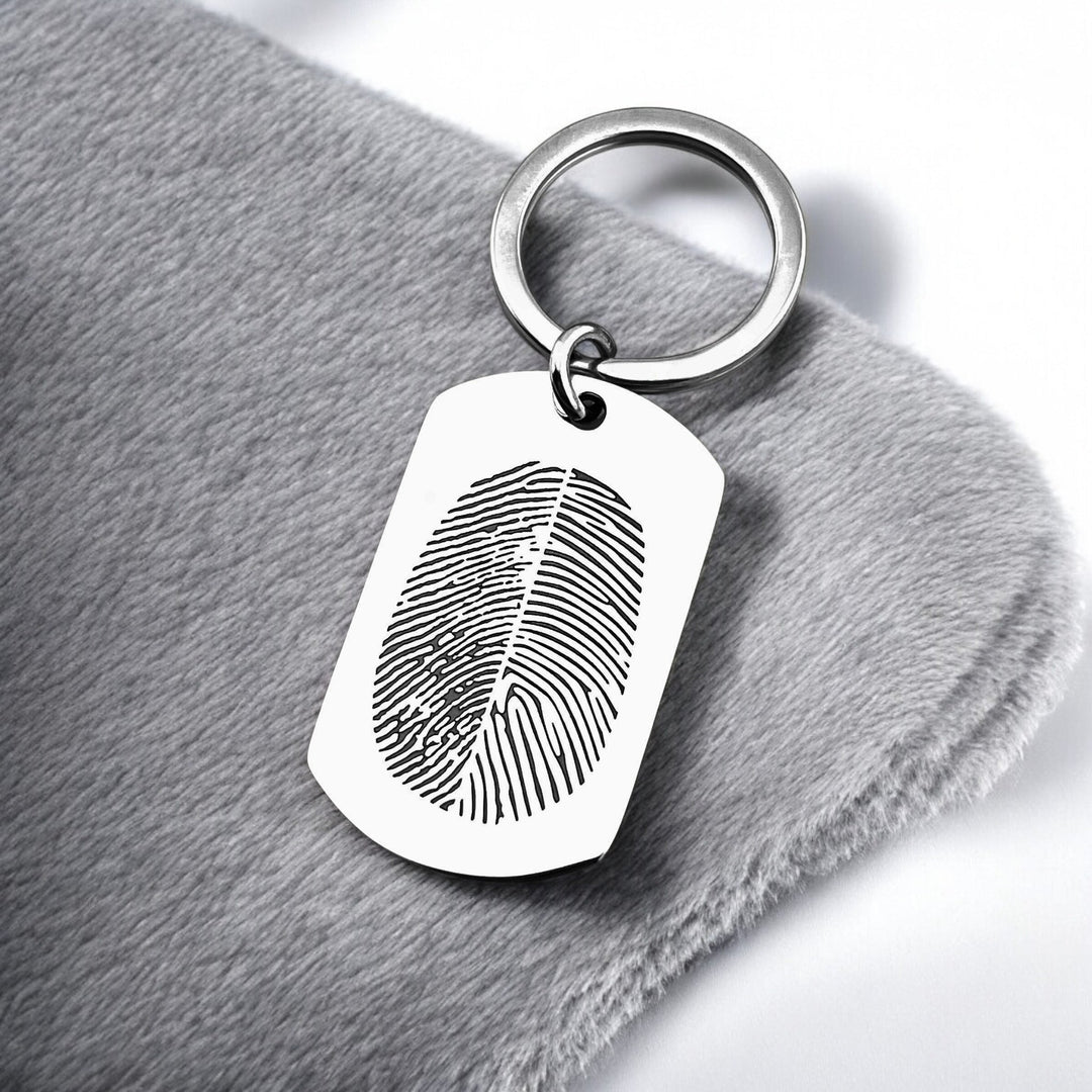 Flat Bar Duo Fingerprint Keychain - MemoriesMade