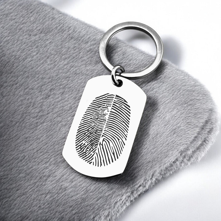 Flat Bar Duo Fingerprint Keychain - MemoriesMade