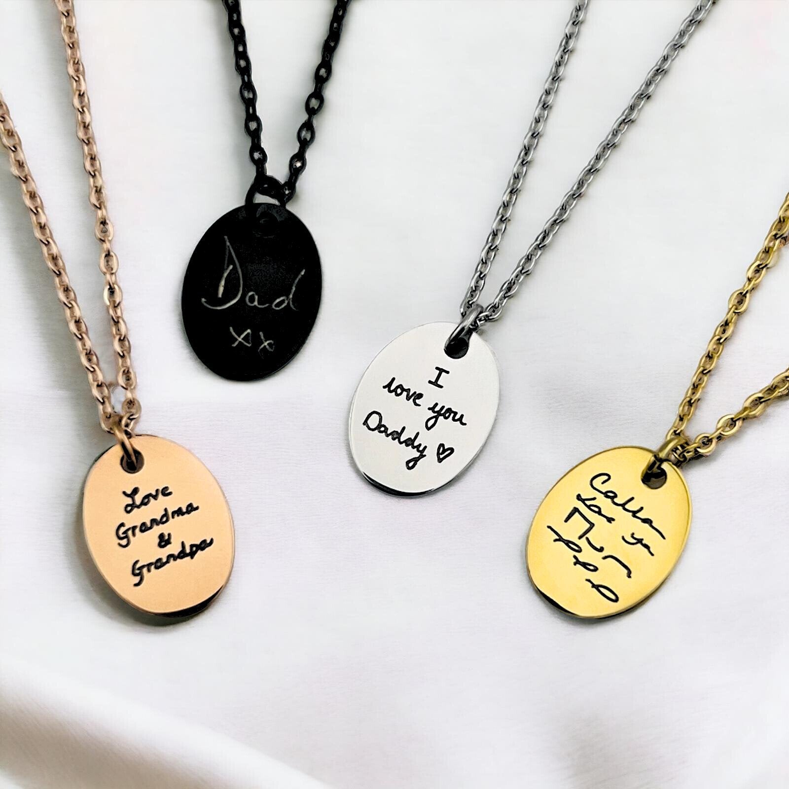 Handwriting Oval Necklace