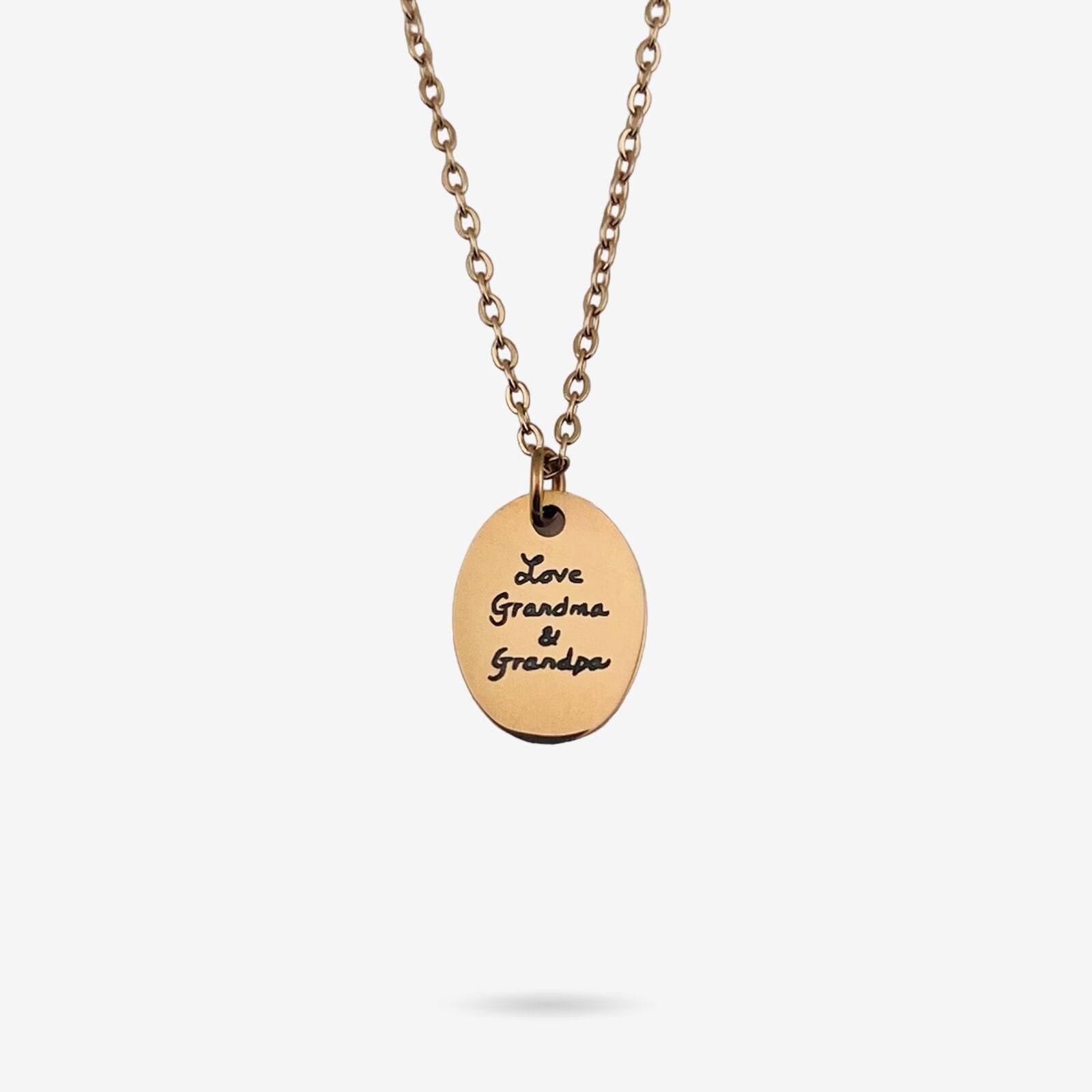Handwriting Oval Necklace