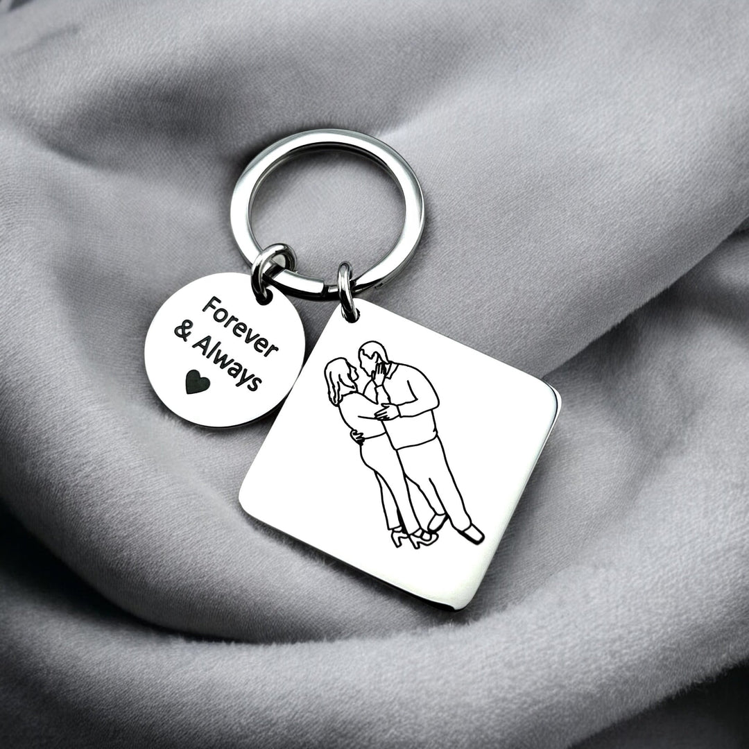 Line Art Square Keychain - MemoriesMade