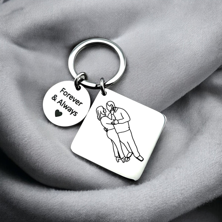 Line Art Square Keychain - MemoriesMade