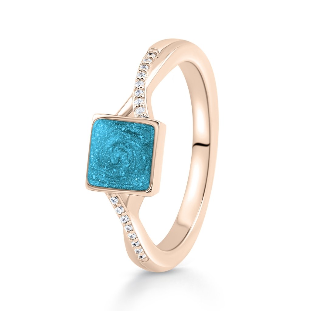 Rose Gold Serenity Cushion Ashes Ring - MemoriesMade