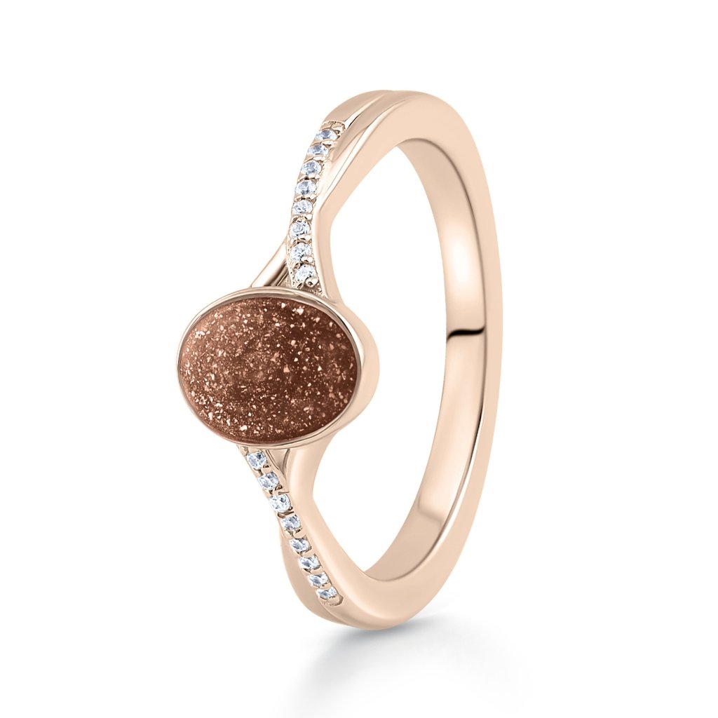Rose Gold Serenity Oval Ashes Ring - MemoriesMade