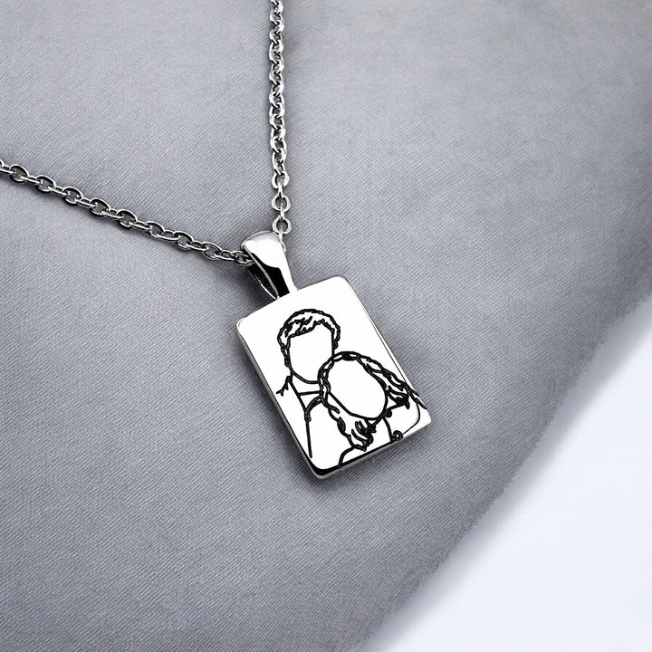 Small Bar Line Art Necklace - MemoriesMade