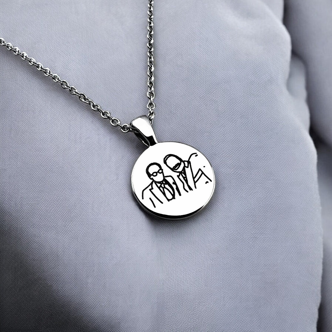 Small Line Art Necklace - MemoriesMade