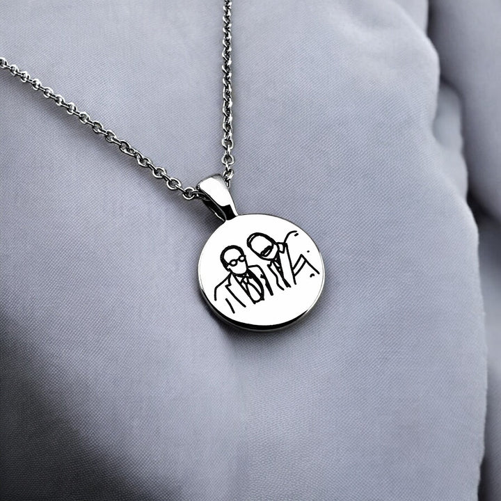 Small Line Art Necklace - MemoriesMade