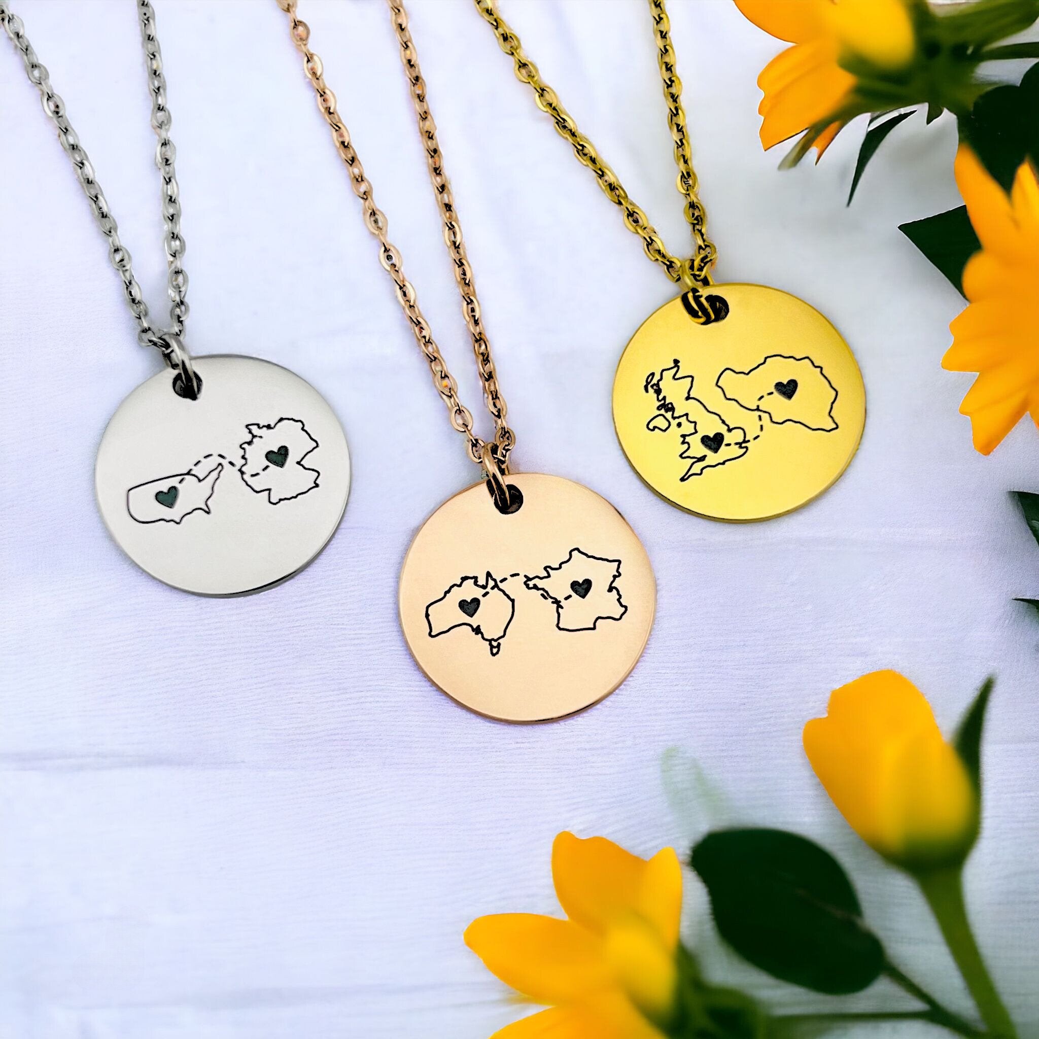 Two Homes Disc Necklace - MemoriesMade