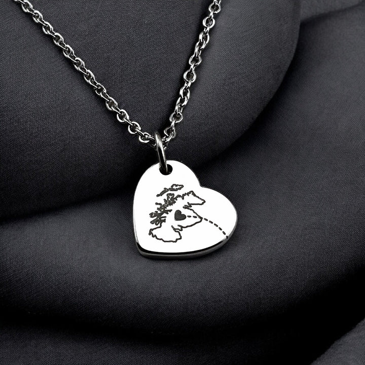 Two Homes Hanging Heart Necklace - MemoriesMade