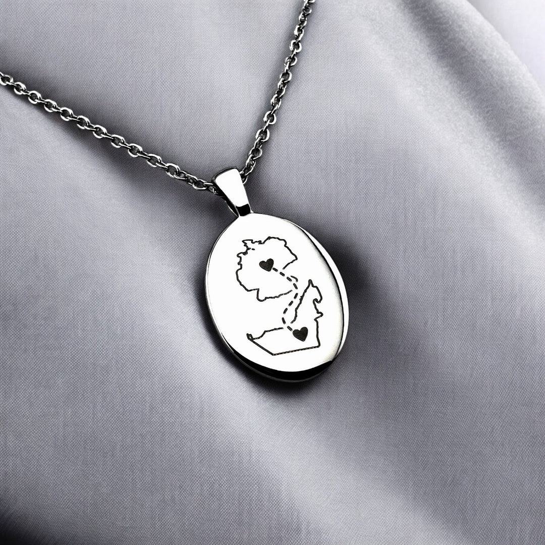 Two Homes Oval Necklace - MemoriesMade