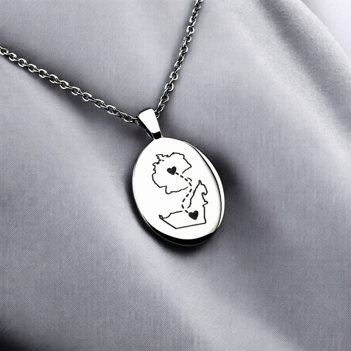 Two Homes Oval Necklace - MemoriesMade