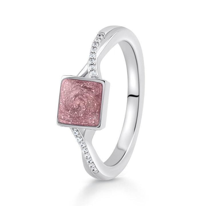 White Gold Serenity Cushion Ashes Ring - MemoriesMade