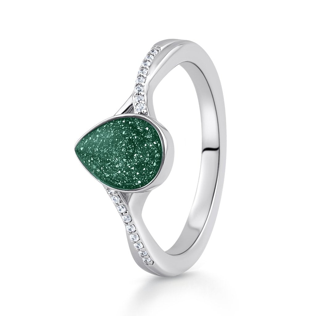 White Gold Serenity Teardrop Ashes Ring - MemoriesMade