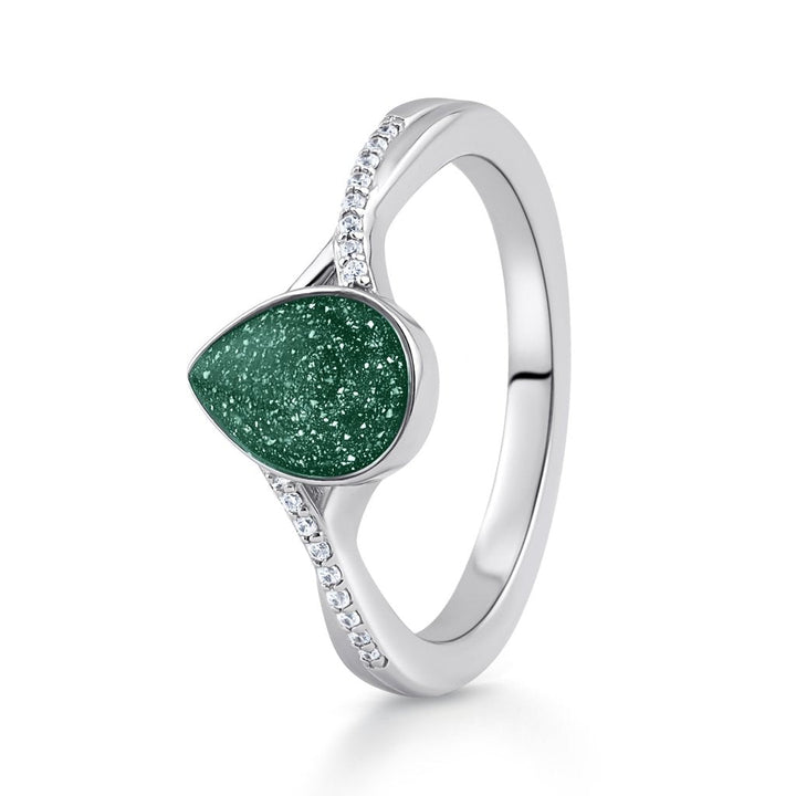 White Gold Serenity Teardrop Ashes Ring - MemoriesMade