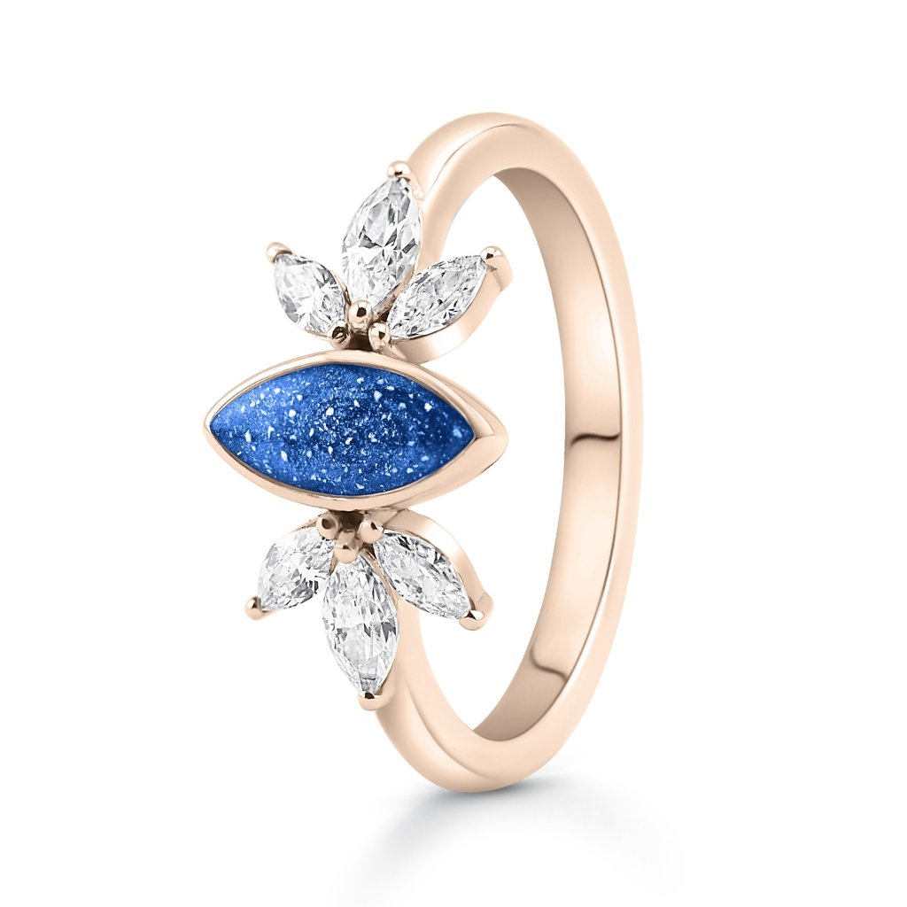Rose Gold Blossom Marquise Ashes Ring