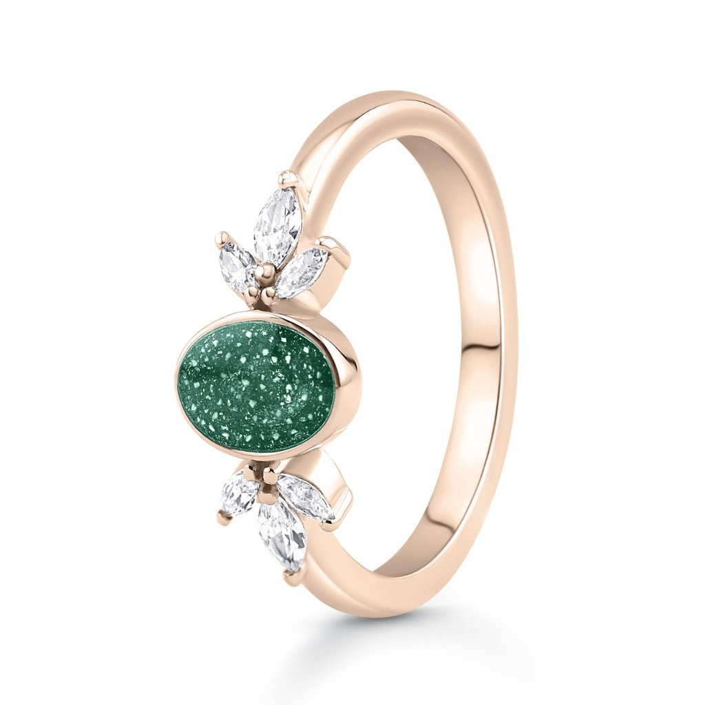 Rose Gold Blossom Oval Ashes Ring