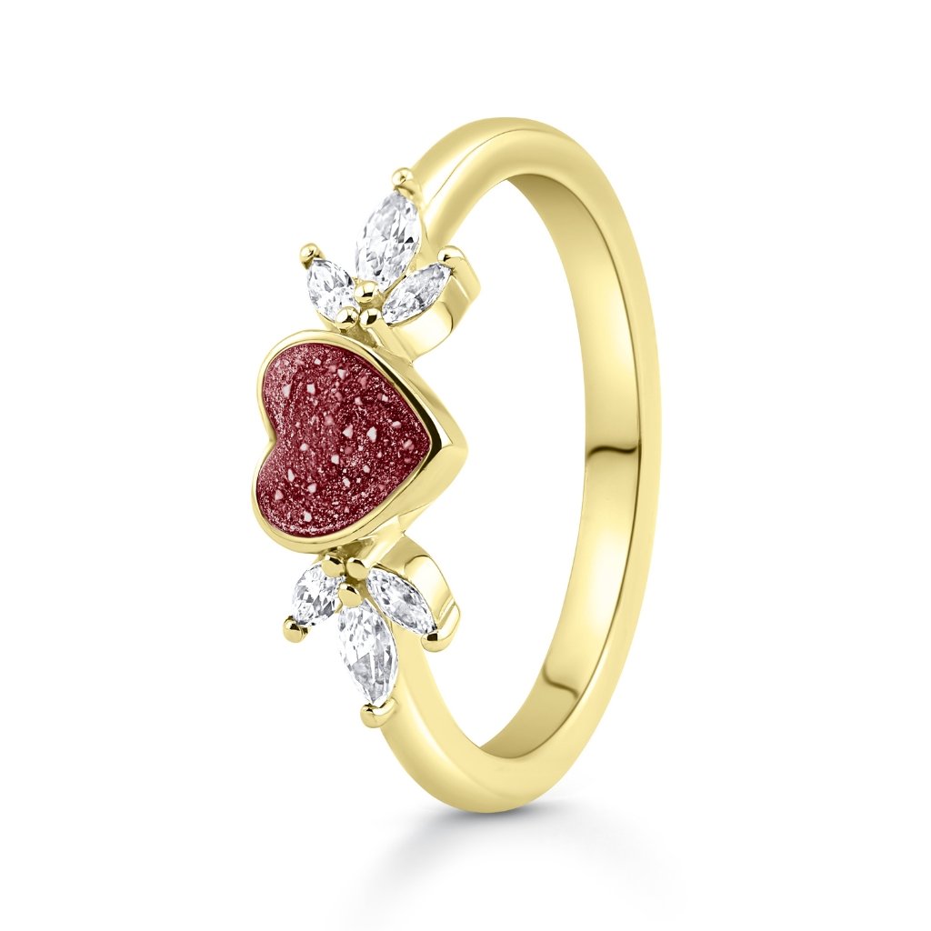 Yellow Gold Blossom Heart Ashes Ring