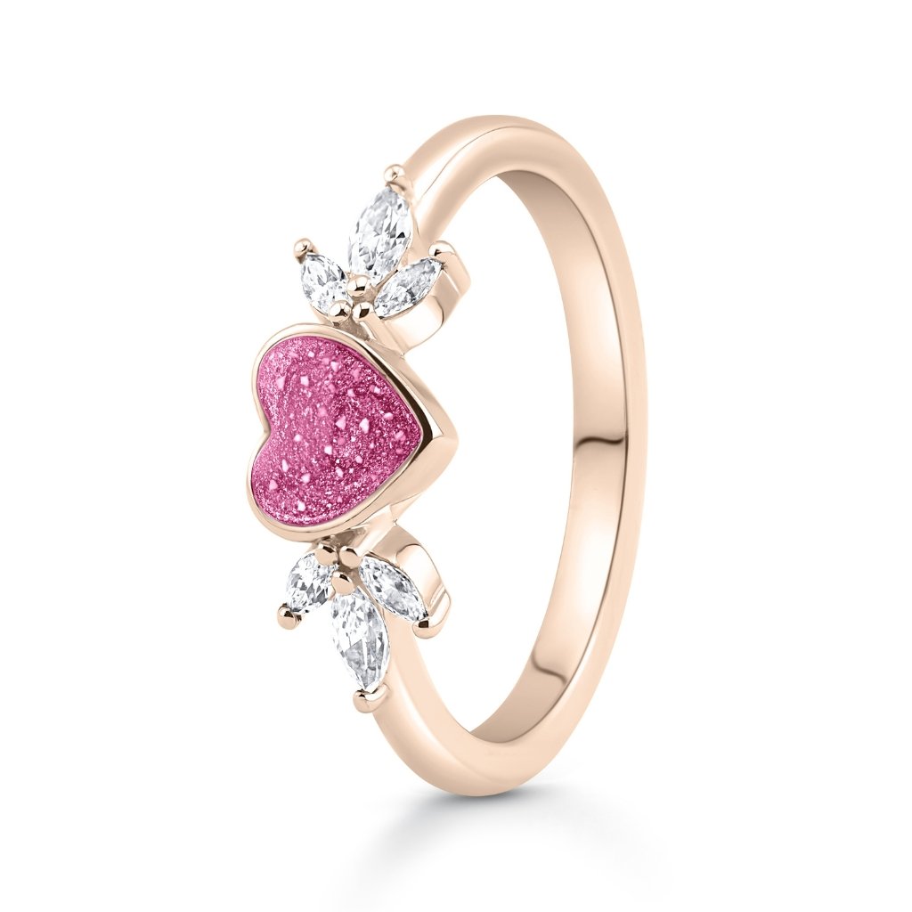 Rose Gold Blossom Heart Ashes Ring