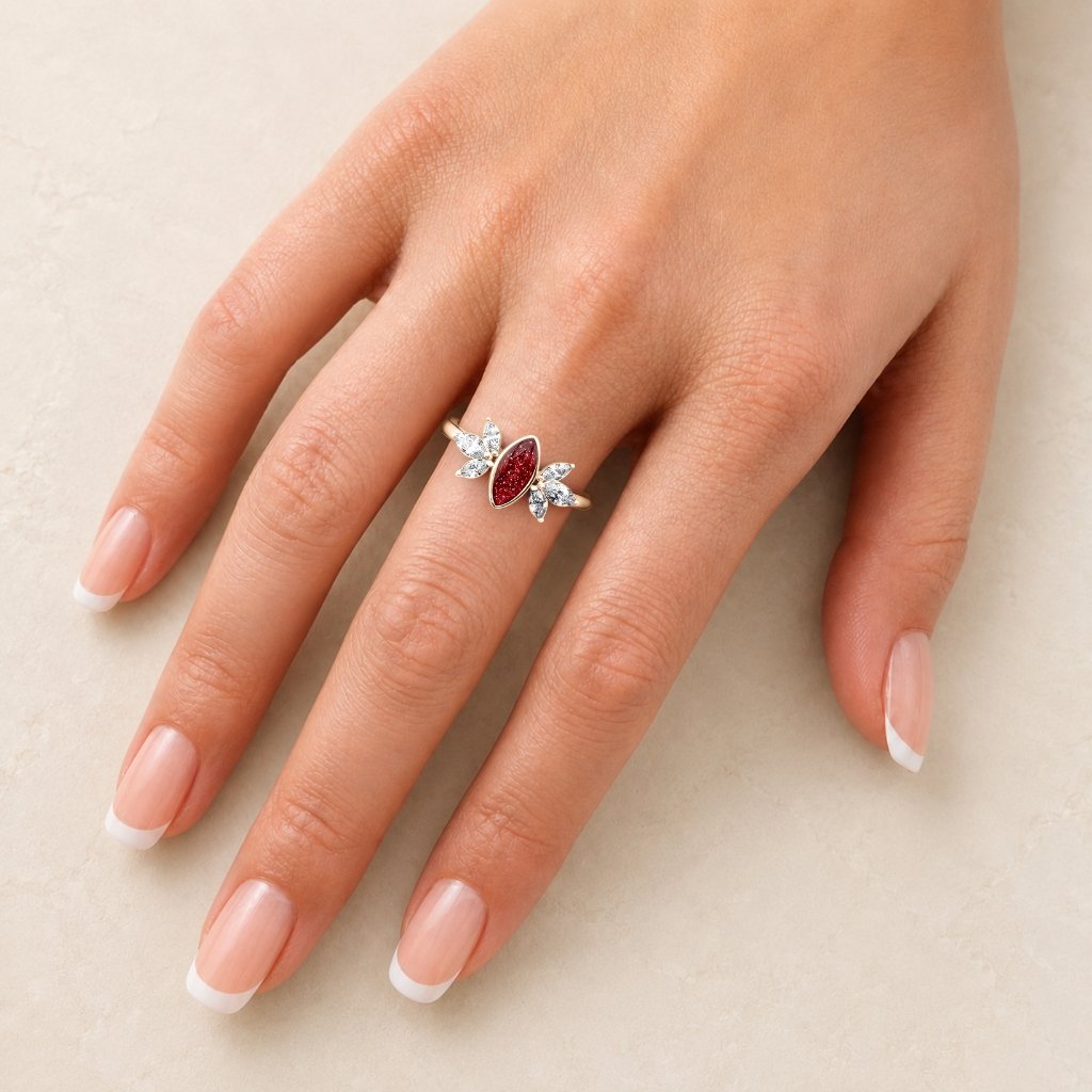 Rose Gold Blossom Marquise Ashes Ring