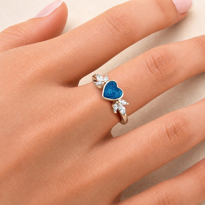 Rose Gold Blossom Heart Ashes Ring