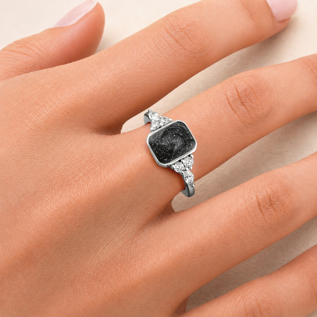 White Gold Harmony Emerald Ashes Ring