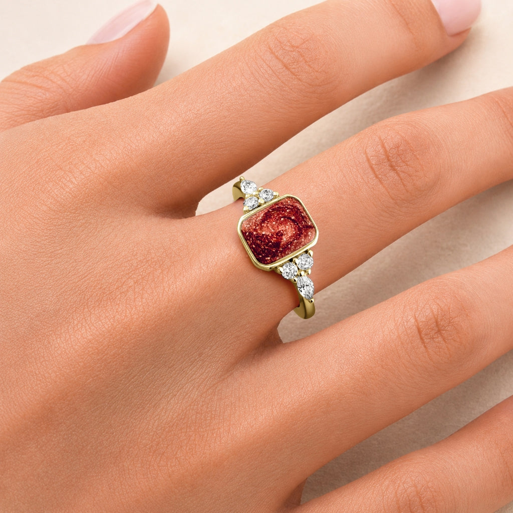 Yellow Gold Harmony Emerald Ashes Ring