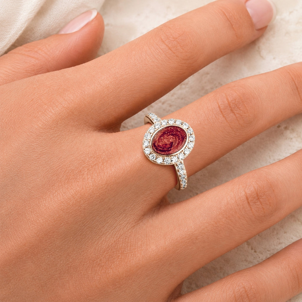 Rose Gold Halo Oval Ashes Ring