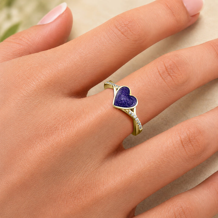 Yellow Gold Serenity Heart Ashes Ring
