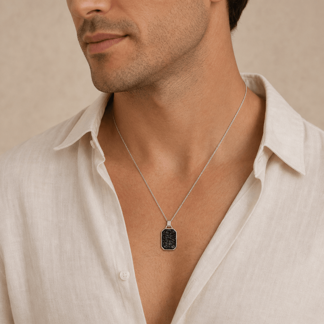 Silver Edge-Cut Ashes Memorial Necklace