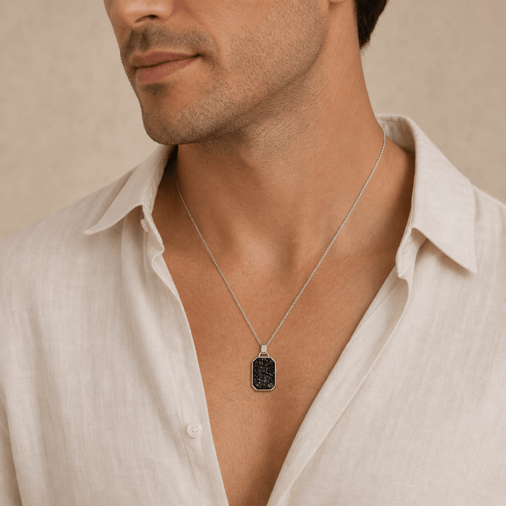 Silver Edge-Cut Ashes Memorial Necklace
