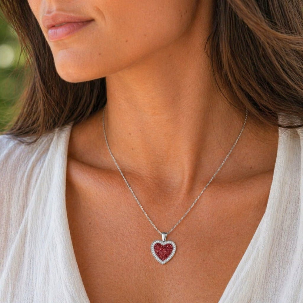 Silver Heart Ashes Memorial Necklace
