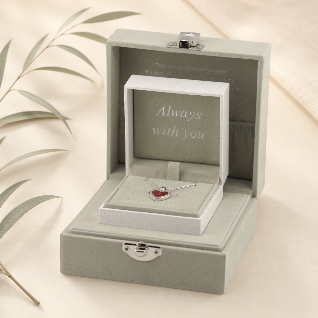 Silver Heart Ashes Memorial Necklace Packaging