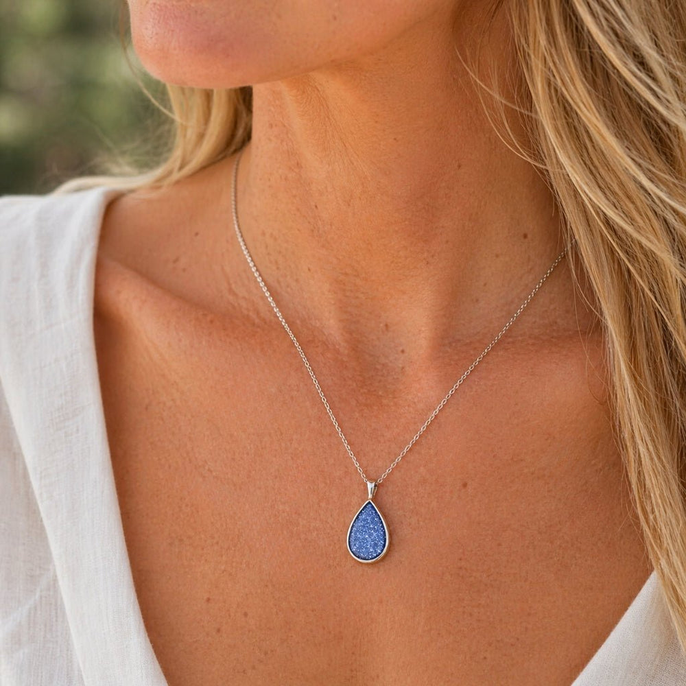 Silver Teardrop Ashes Memorial Necklace
