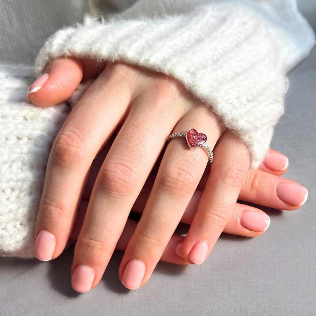 Heart Ashes Ring with Fine Crystals