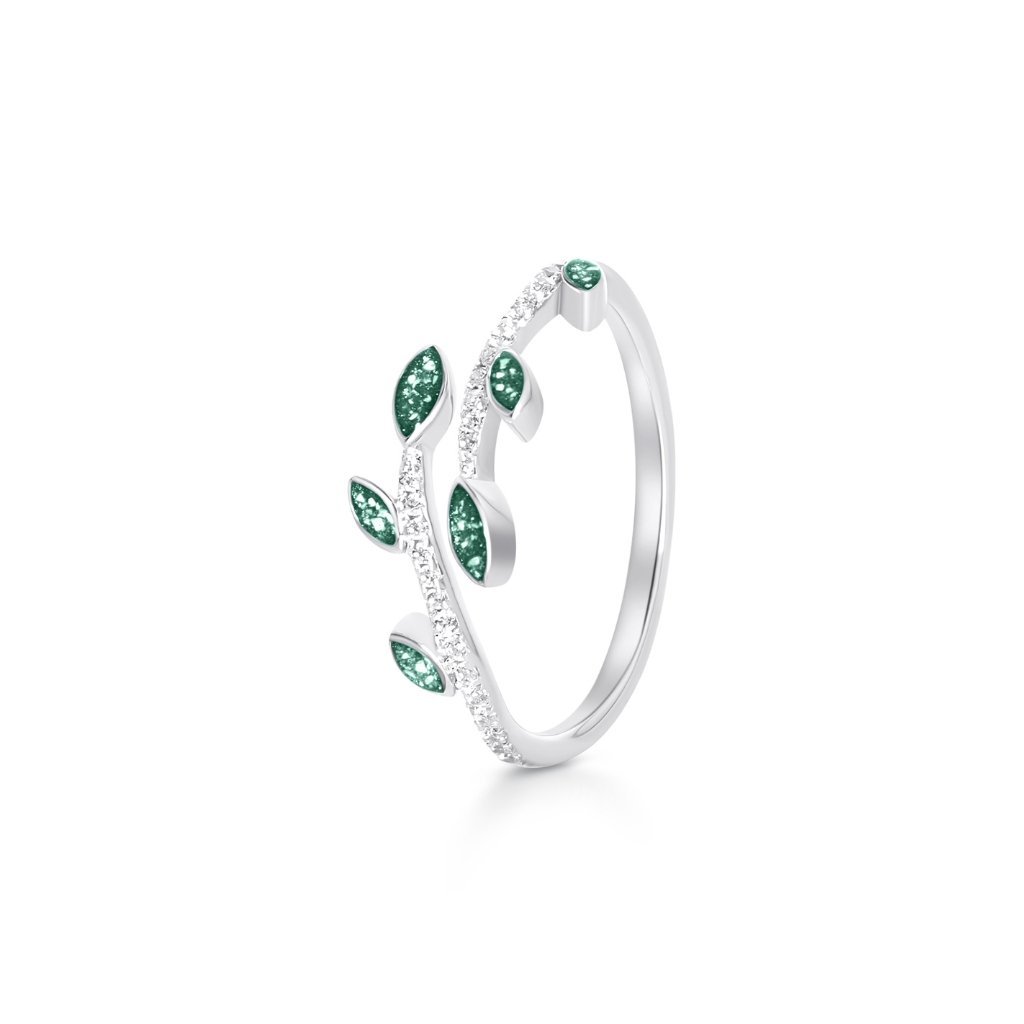 Adjustable Vine Ashes Ring with Fine Crystals - MemoriesMade