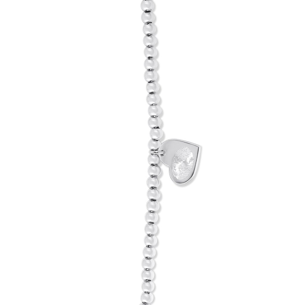 Beaded Heart Charm Fingerprint Bracelet - MemoriesMade