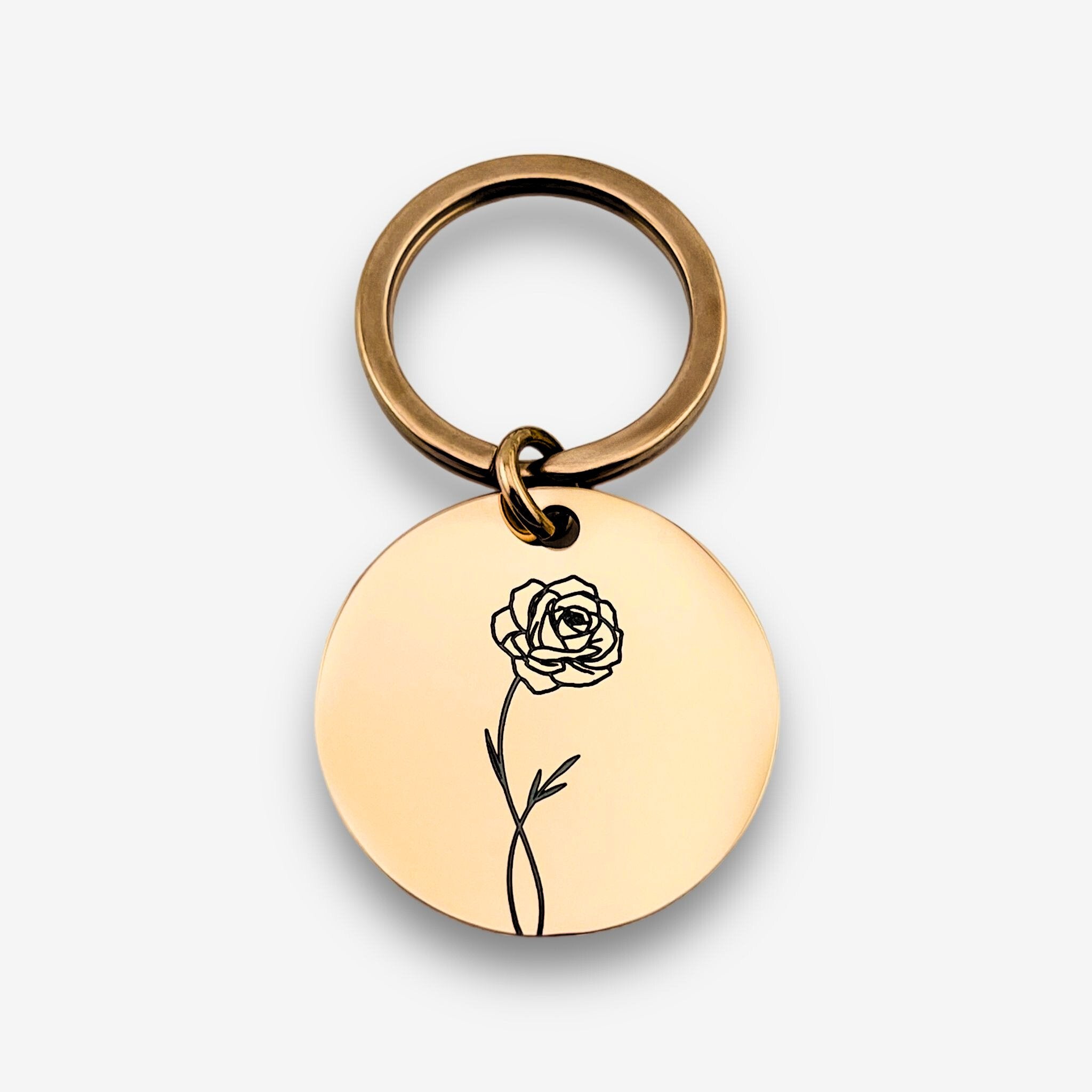 Birth Flower Disc Keychain - MemoriesMade