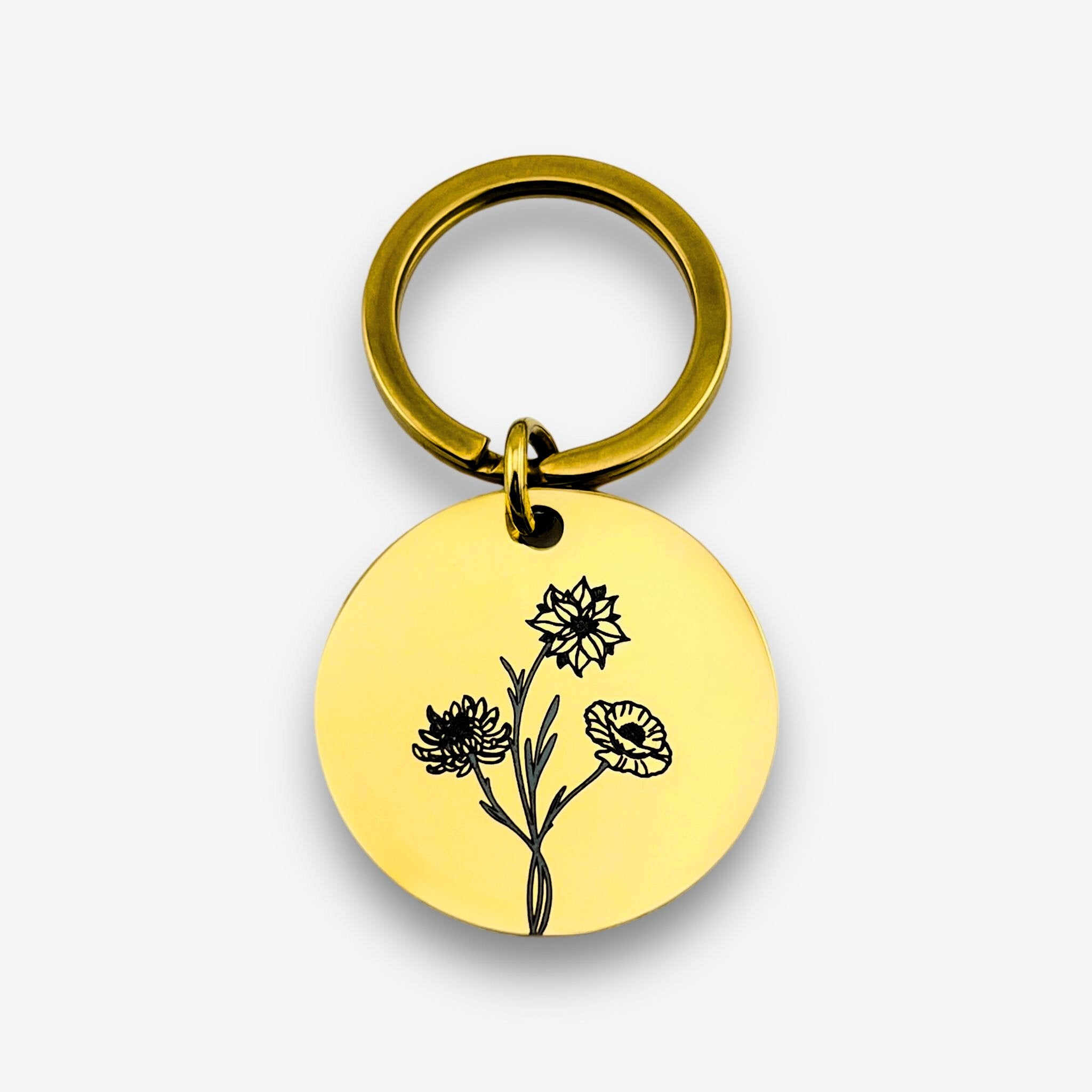 Birth Flower Disc Keychain - MemoriesMade