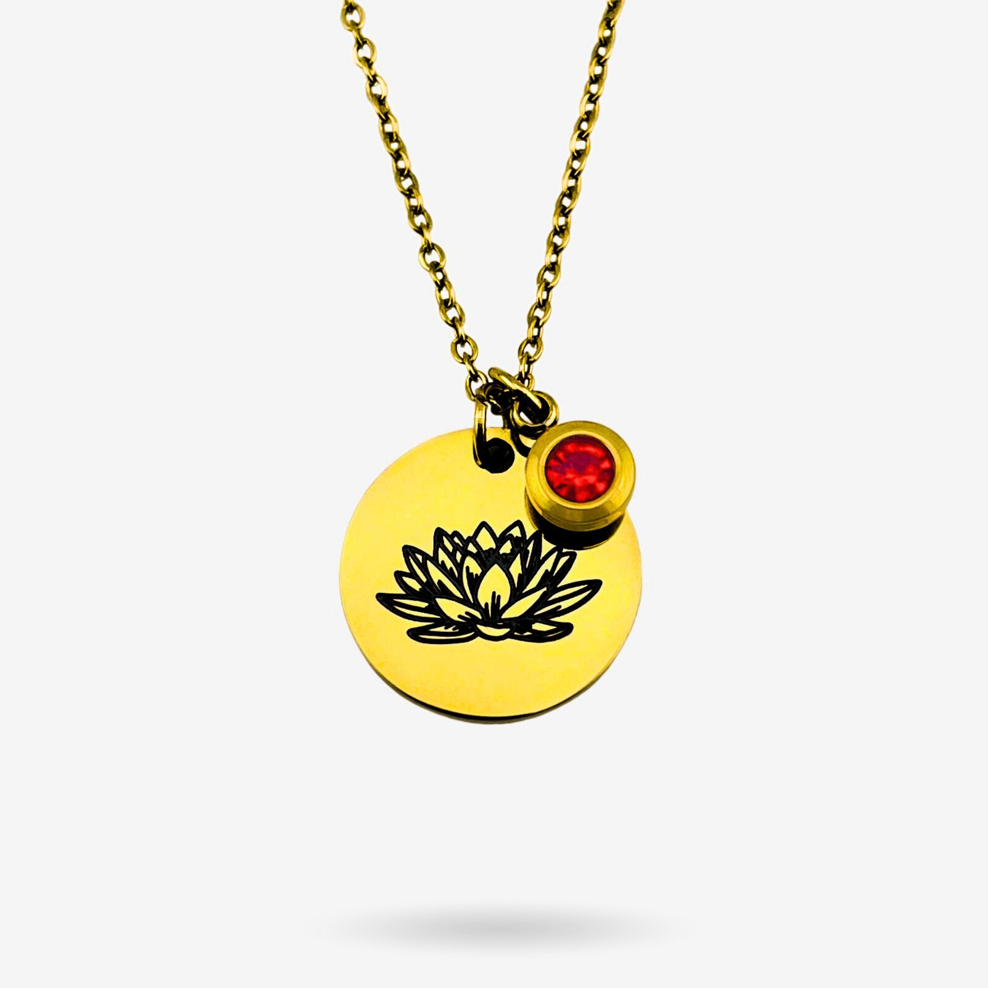 Birth Flower Head Disc Necklace - MemoriesMade