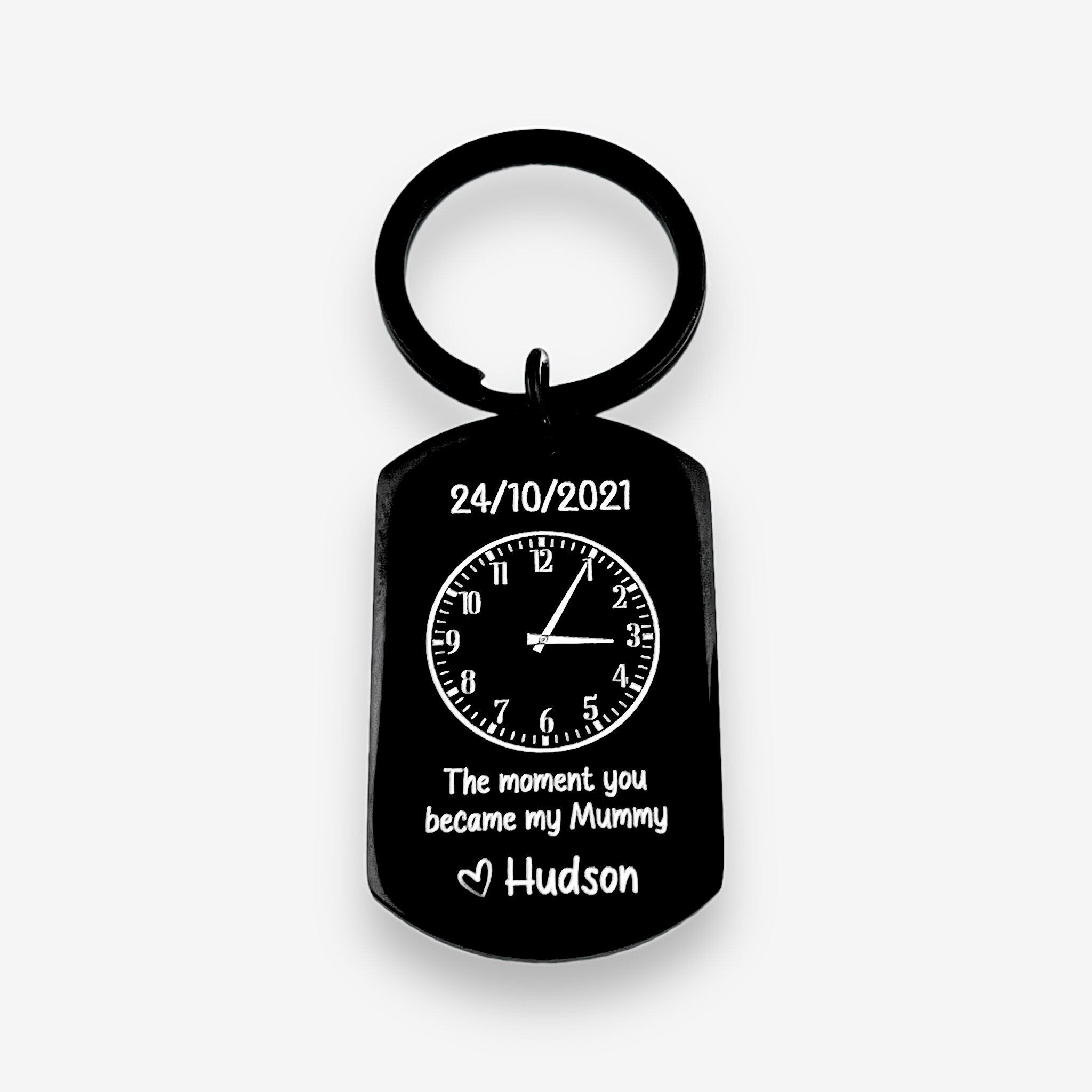 Birthday & Time Flat Bar Keychain - MemoriesMade