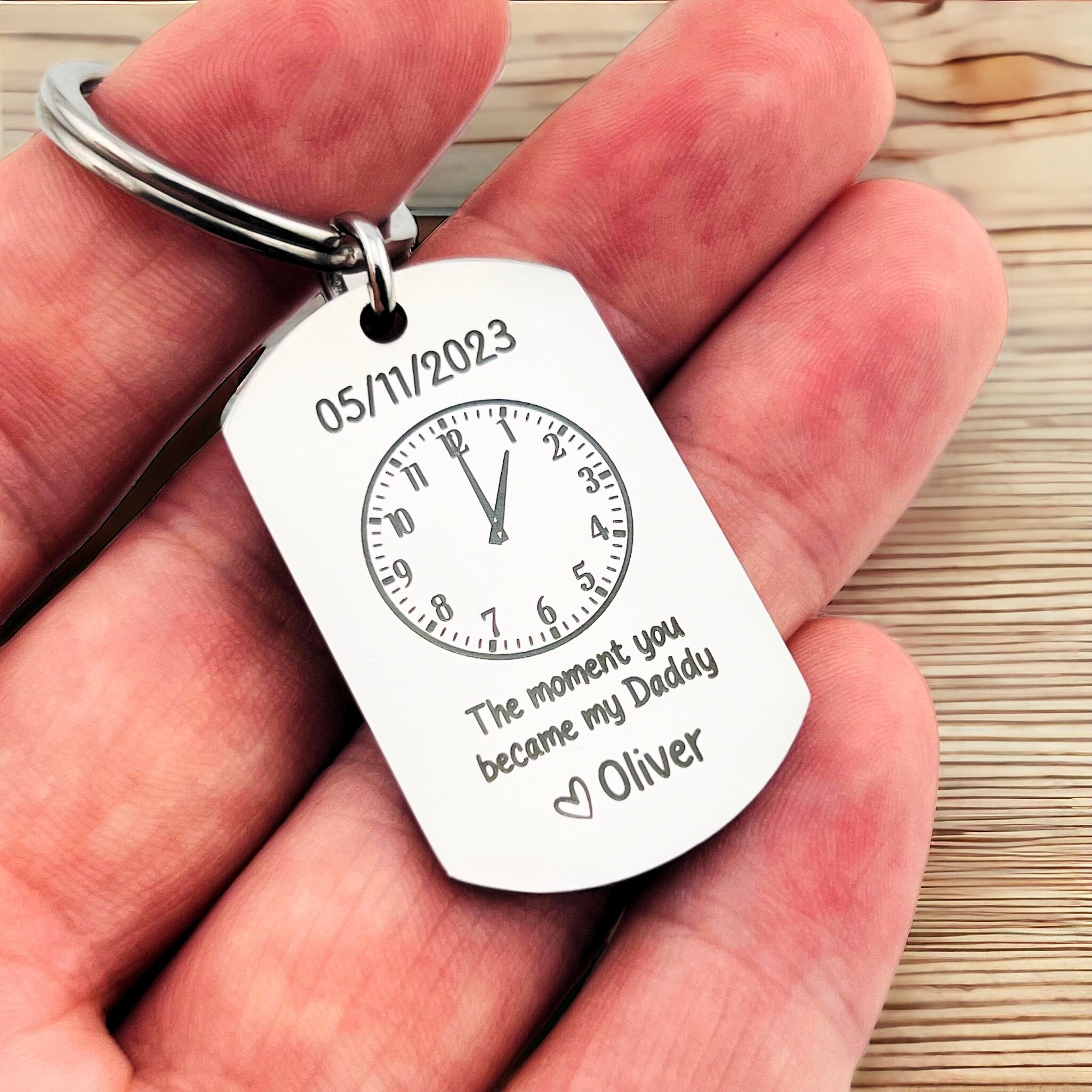 Birthday & Time Flat Bar Keychain - MemoriesMade