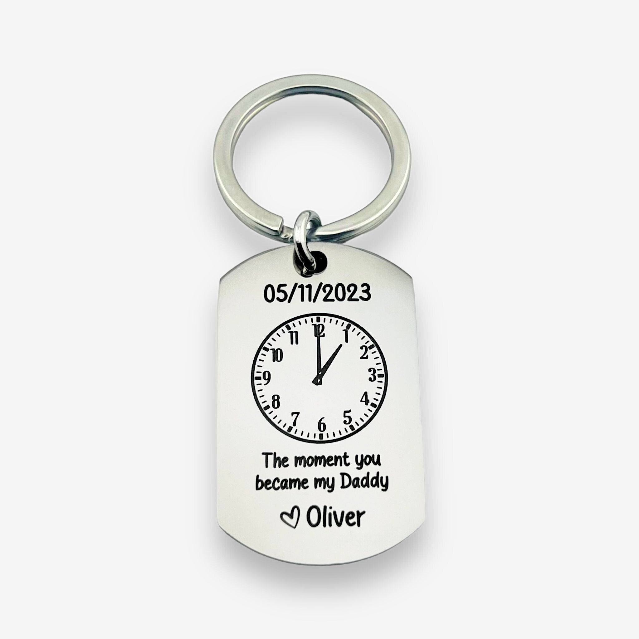 Birthday & Time Flat Bar Keychain - MemoriesMade