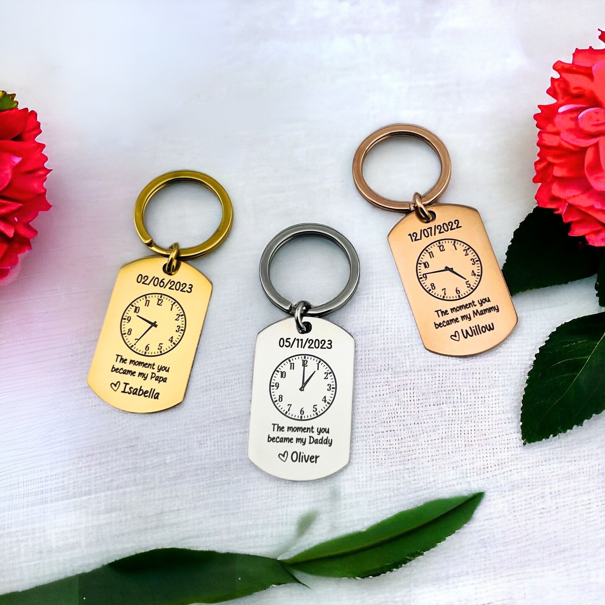 Birthday & Time Flat Bar Keychain - MemoriesMade