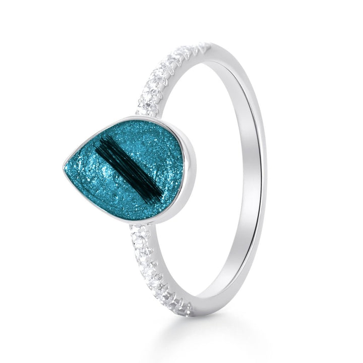 Celestial Hair Keepsake Teardrop Ring - MemoriesMade