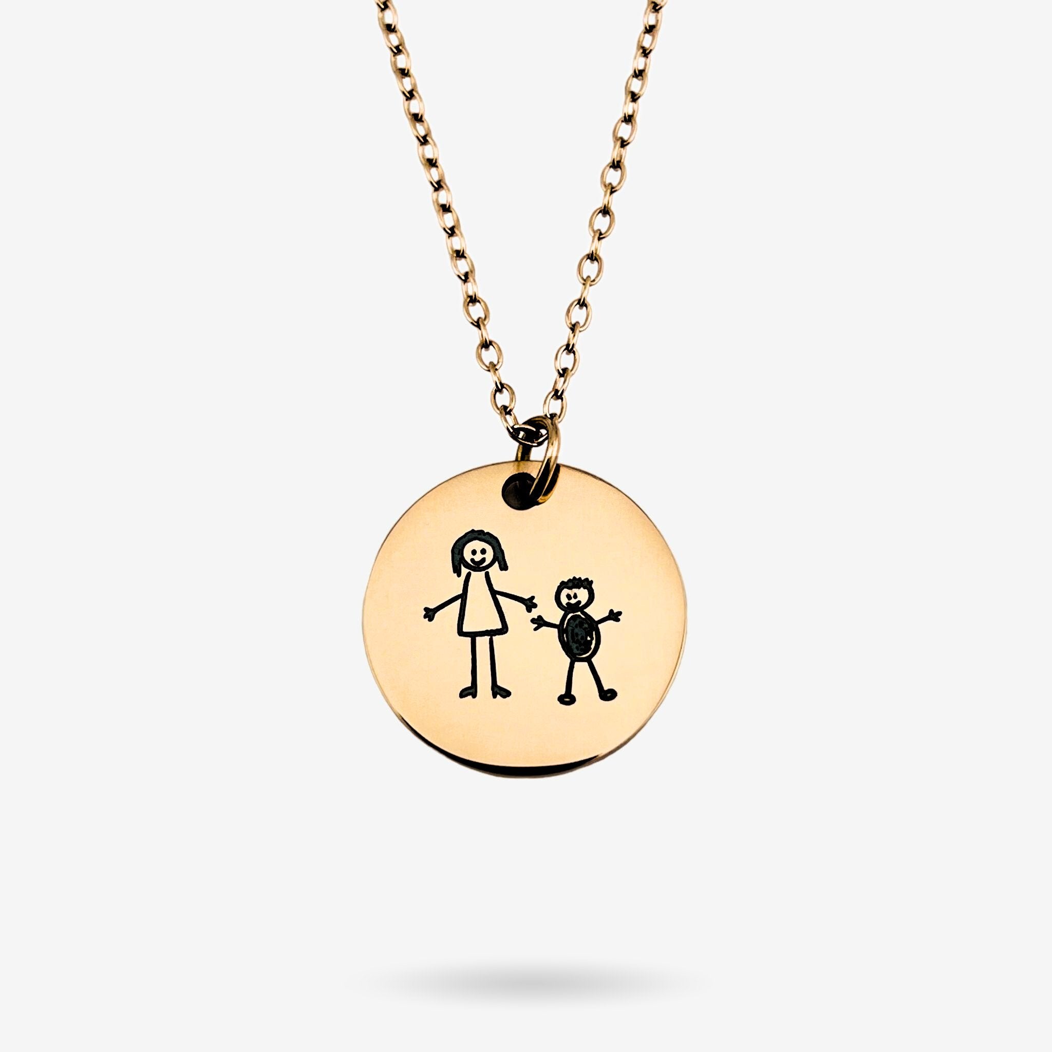 Children's Drawing Disc Necklace - MemoriesMade